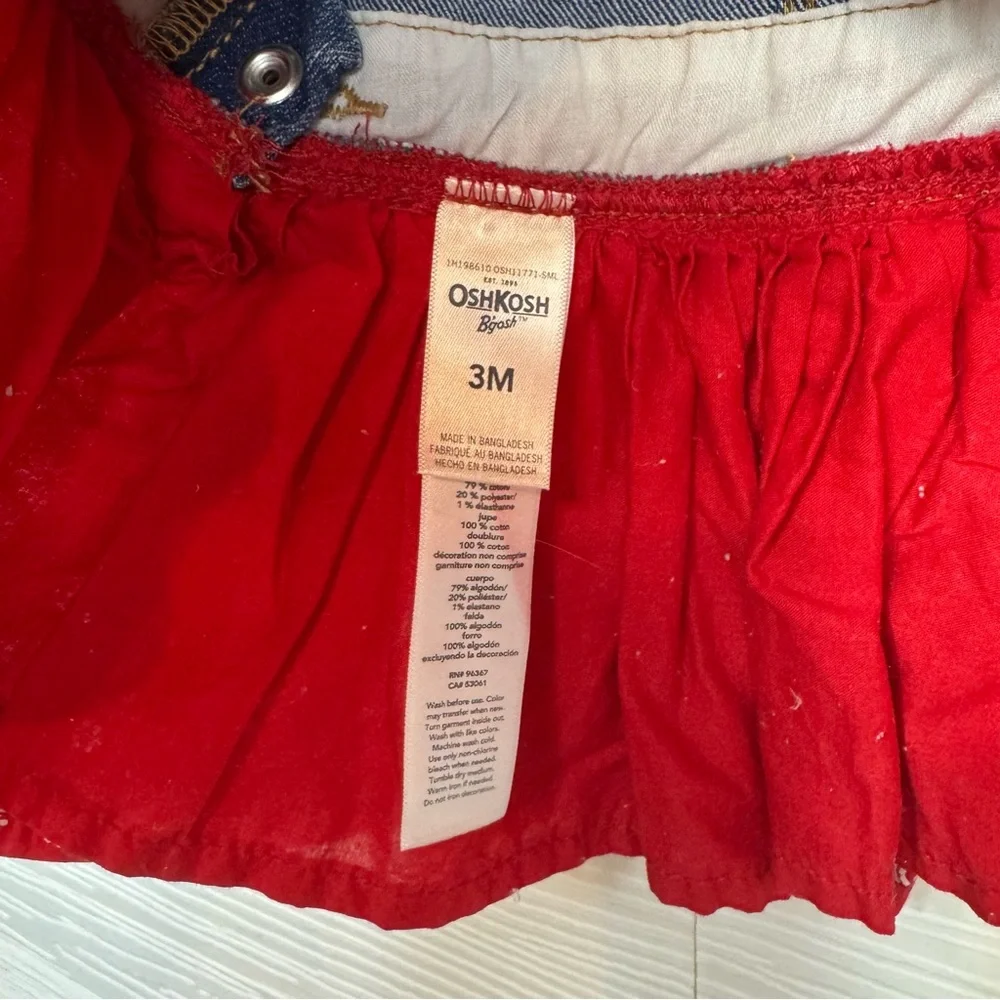 OshKosh B'gosh Blue Denim and Red Floral Skirt Dress